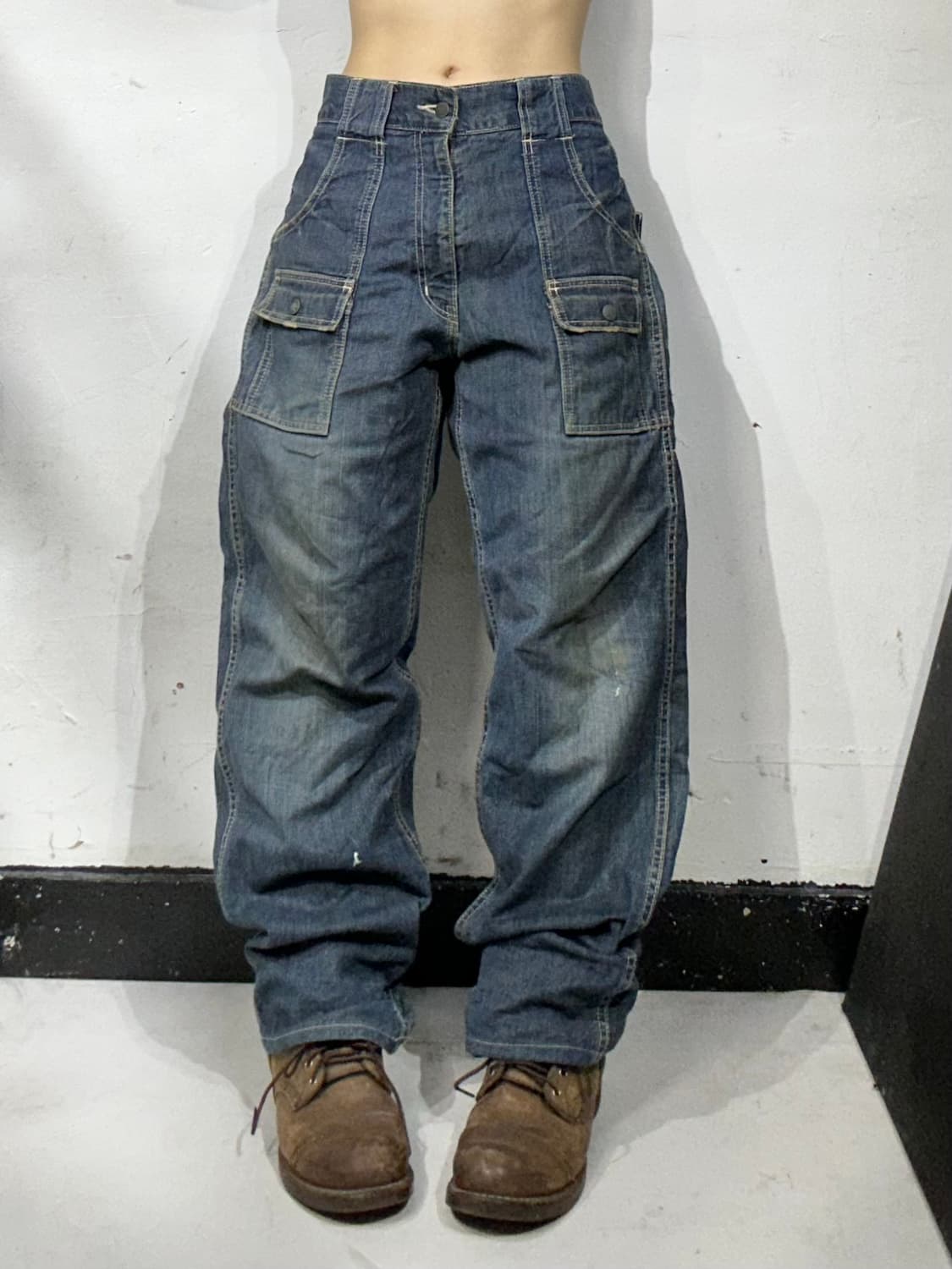 디키즈 진청 포켓 포인트 와이드 워크 팬츠 데님 청바지  상품이미지2