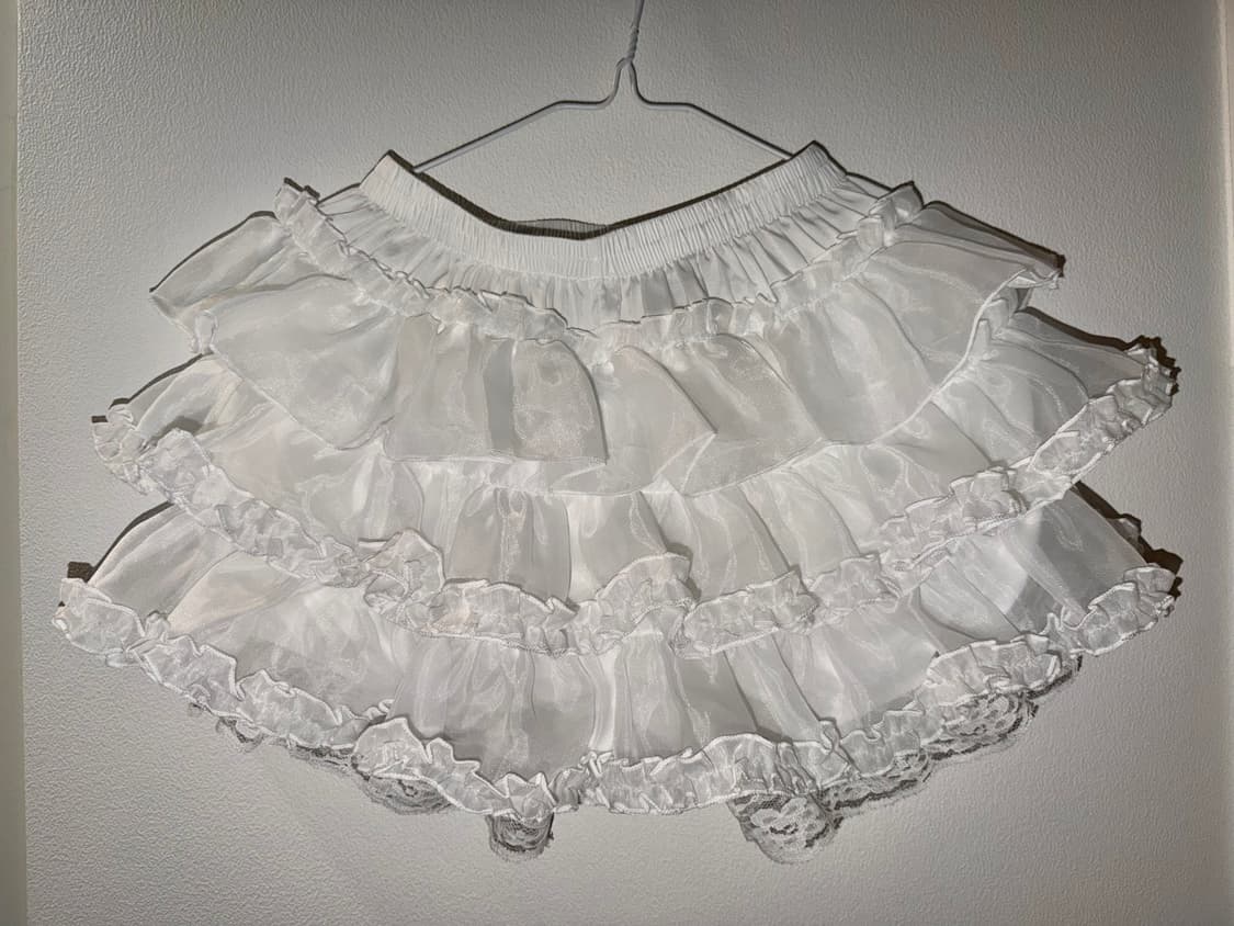 러프넥 튜튜 팬츠 스커트 화이트 상품이미지2