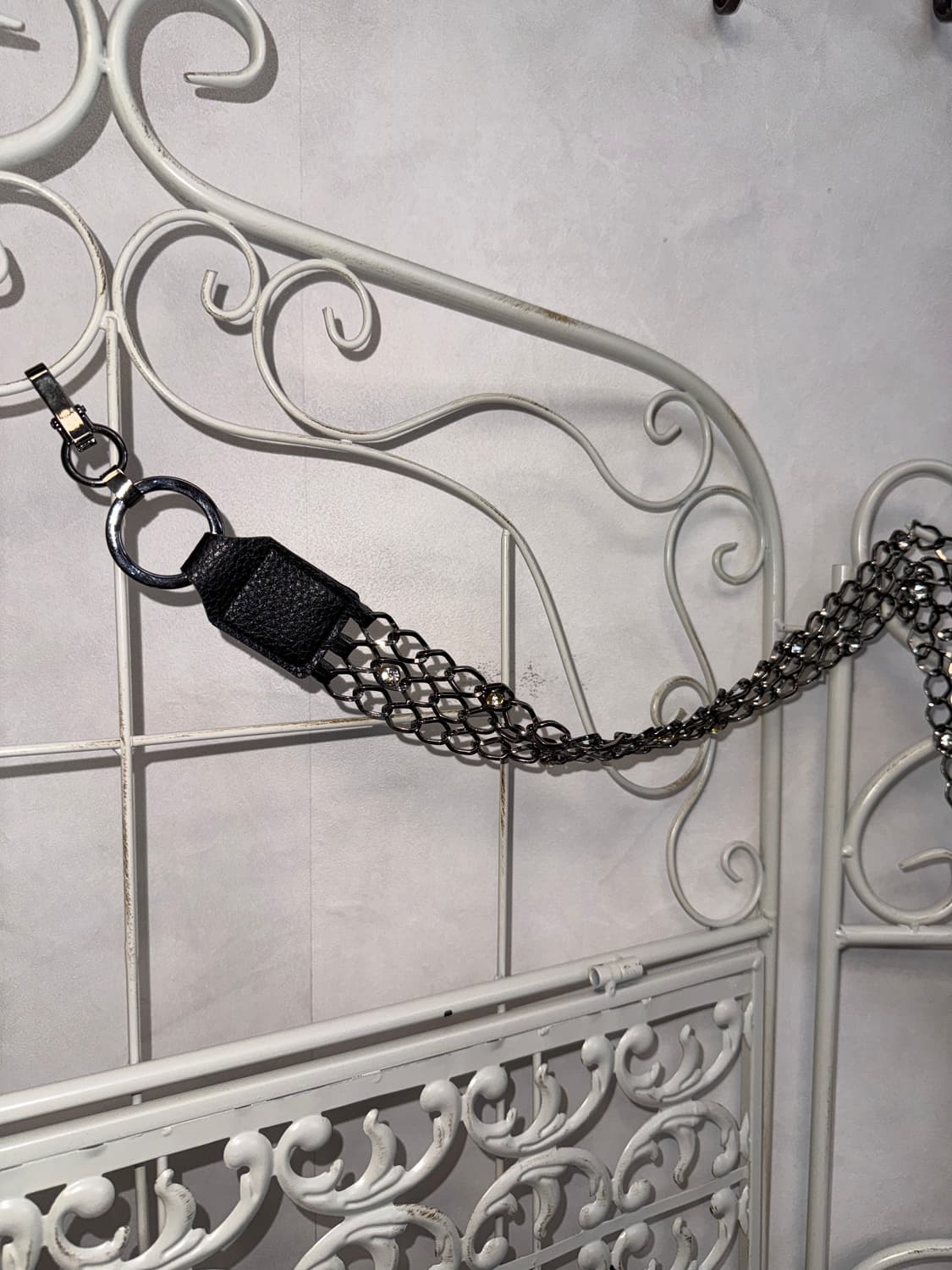 Black silver cubic hole chain belt 상품이미지2