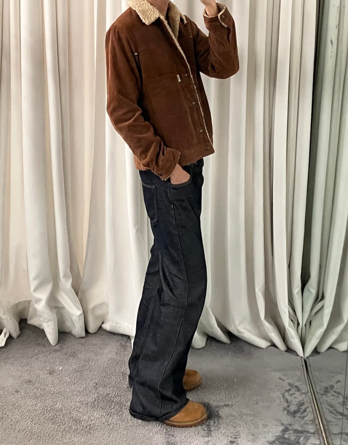 오시코시 브라운 코듀로이 퍼 자켓 L 상품이미지8