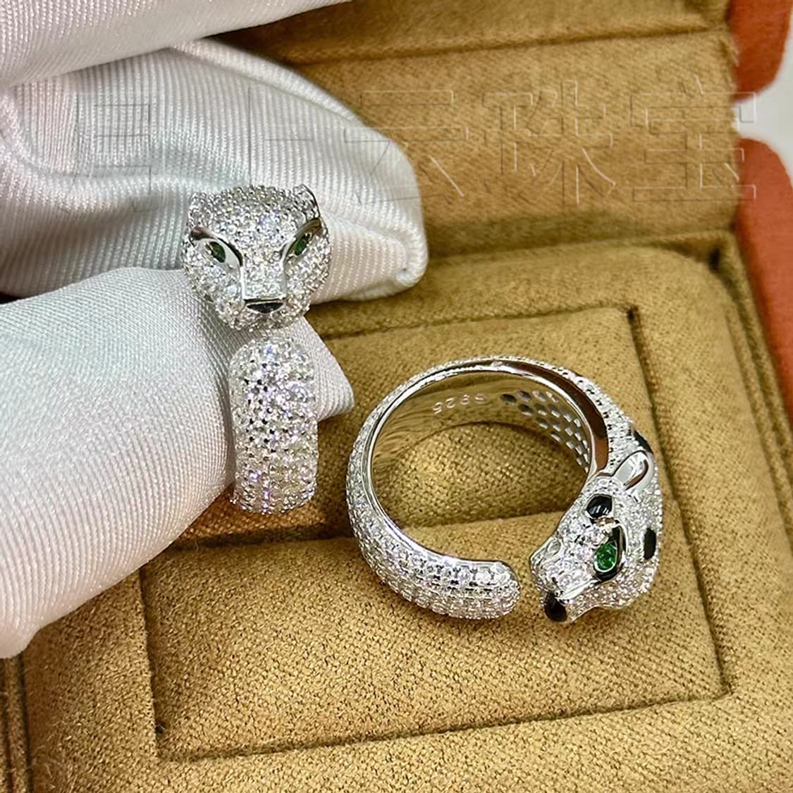 Oceanora 레오파드 925실버 그린아이 풀지르콘 럭셔리 링 상품이미지4