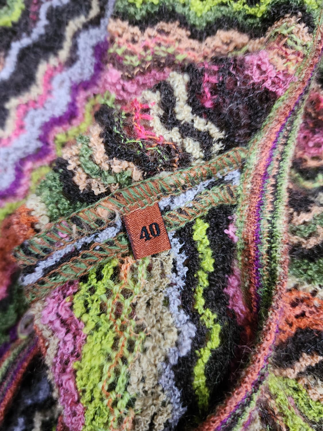 미쏘니 멀티컬러 지그재그패턴 빈티지 니트 가디건 40 상품이미지6