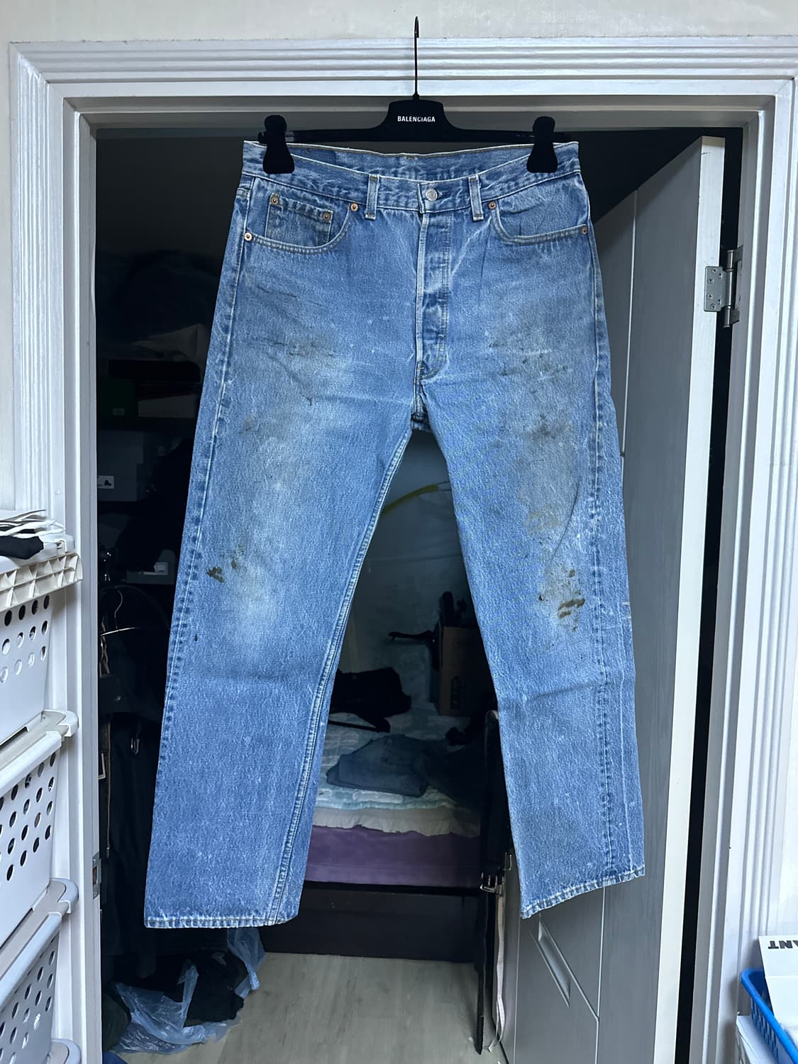 [36x33] 90s 빈티지 리바이스 501xx 연청 데님 팬츠 상품이미지1