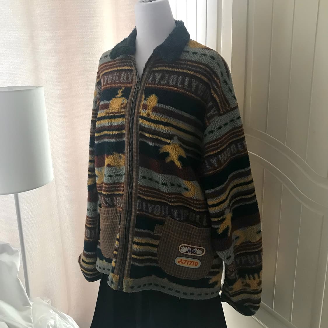 빈티지 보헤미안st 뽀글 카라 후리스 자켓 M 상품이미지3