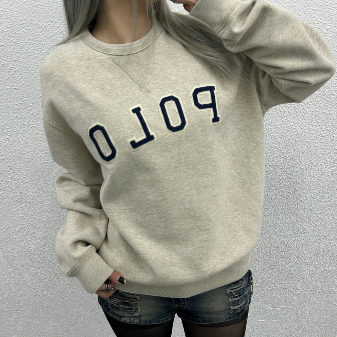 폴로 랄프로렌 센터로고 아이보리 맨투맨 L 상품이미지1