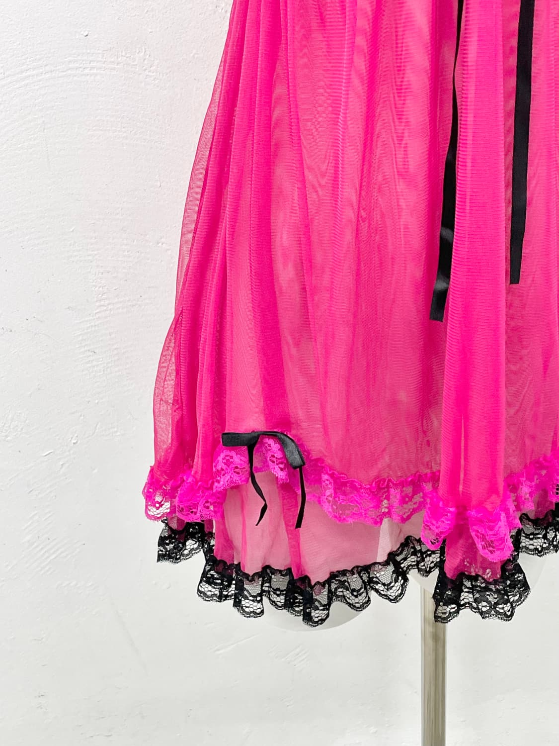 갸루 핫핑크 레이스 슬립 상품이미지3