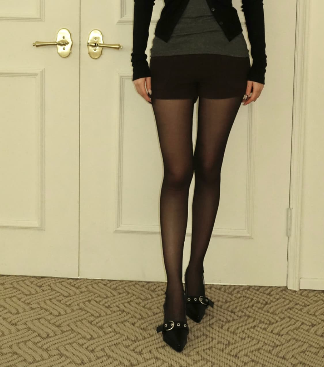 9.5cm 통굽 스틸레토 구두 상품이미지4