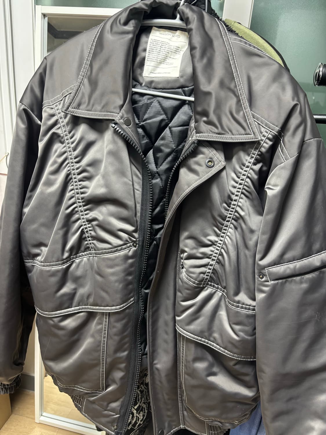 메종미네드 스티치 봄버자켓 그레이(S) 상품이미지2