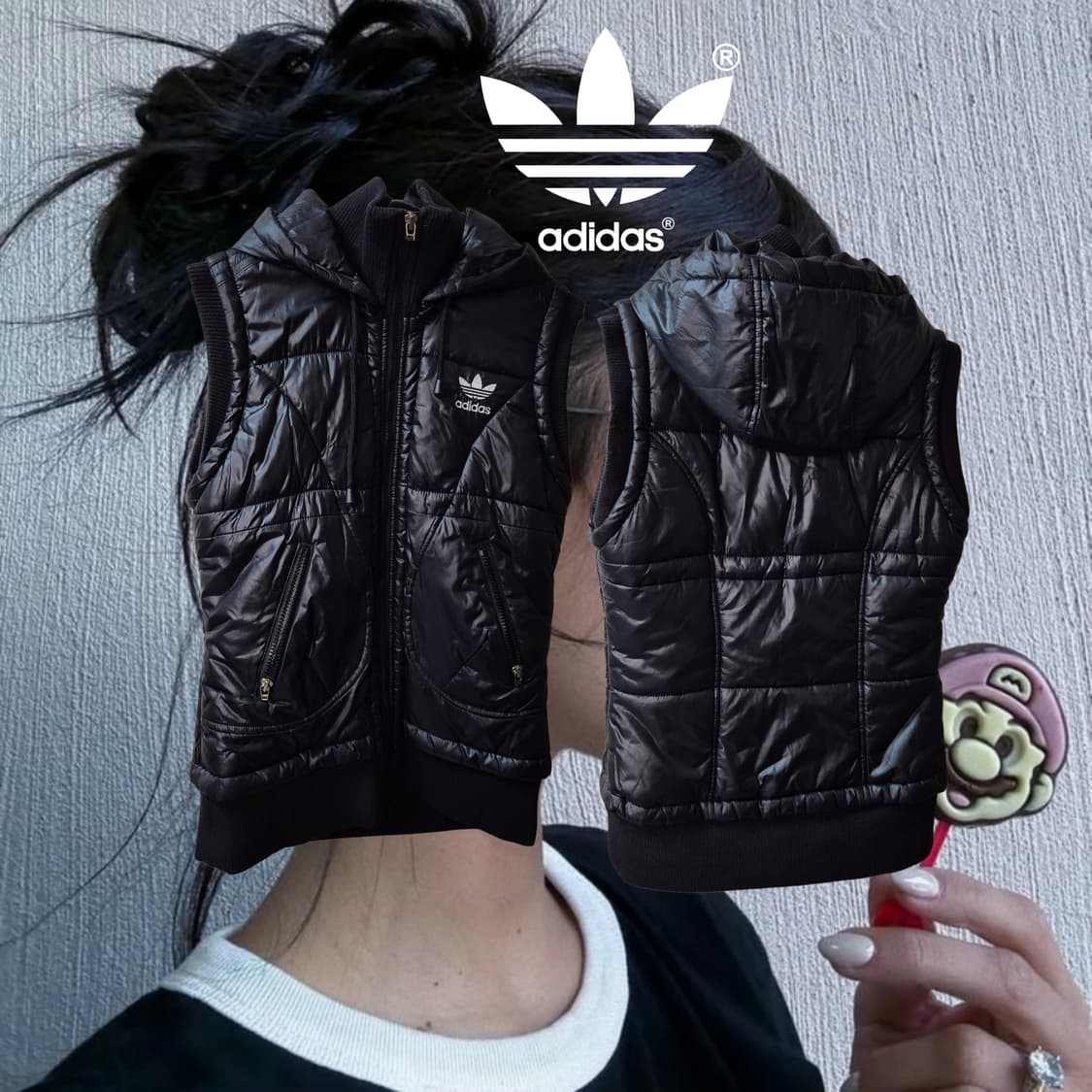 ADIDAS y2k Black-Silver logo padding  상품이미지1