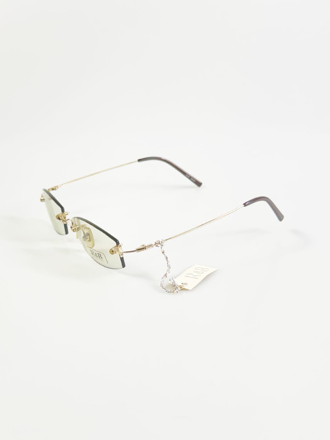 R&B EYEWEAR 무테 스퀘어 골드 메탈 빈티지 틴트 안경 상품이미지3