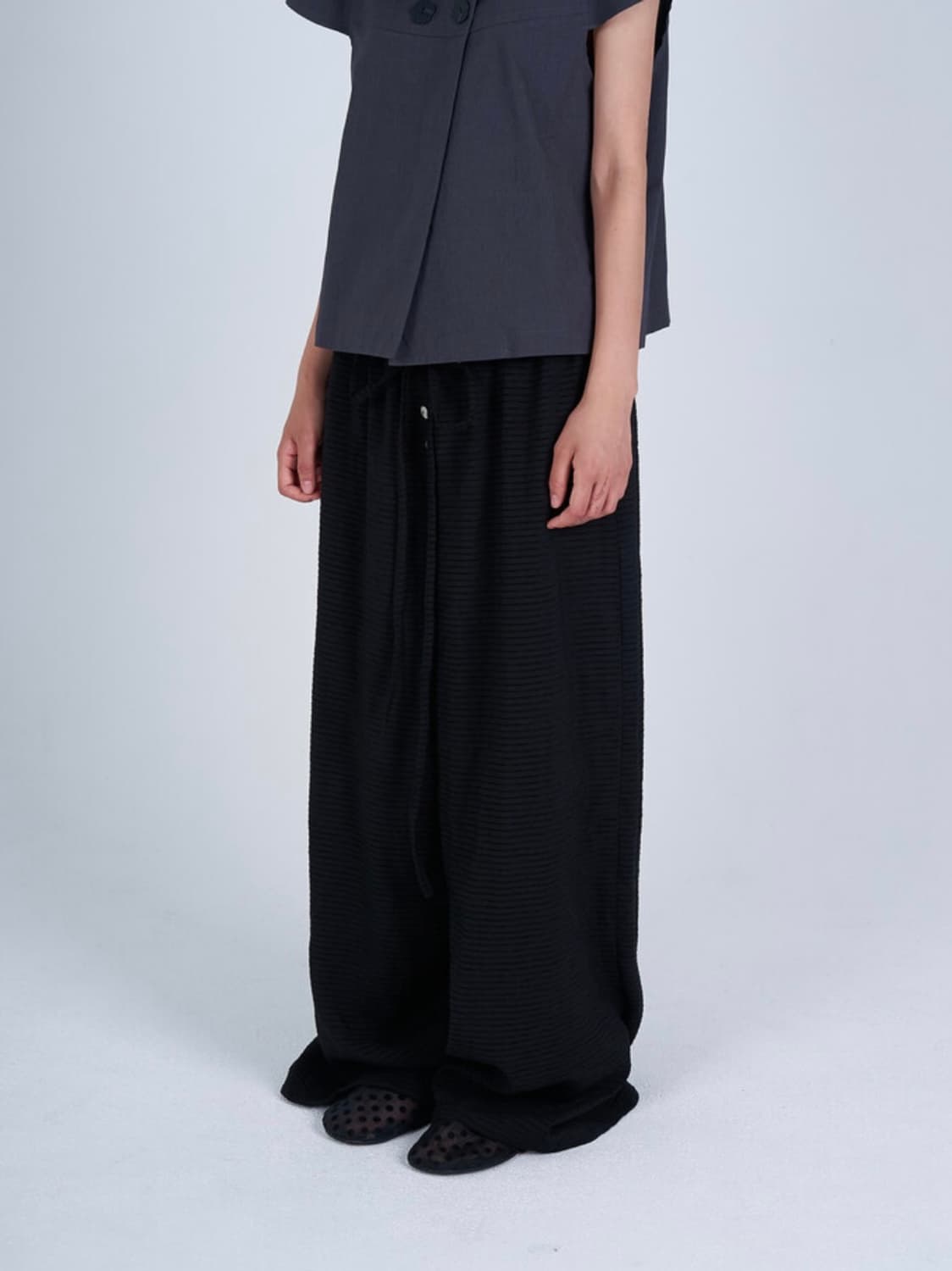 시오서울 banding stripe pants(black) 상품이미지3
