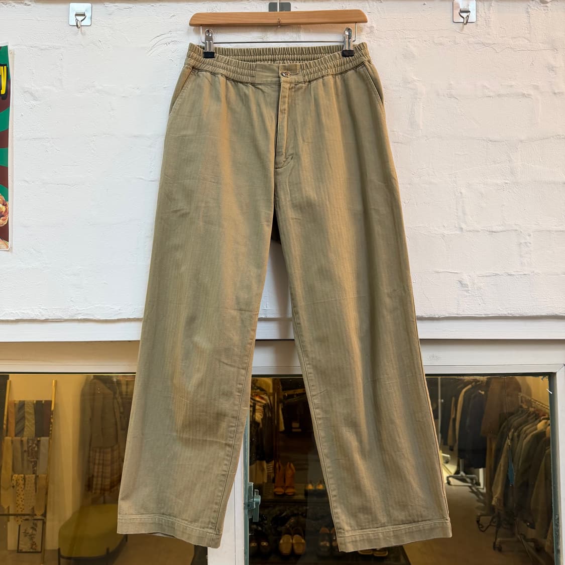 Have a good day 베이지 스트라이프 코튼 밴딩 팬츠 1 상품이미지1