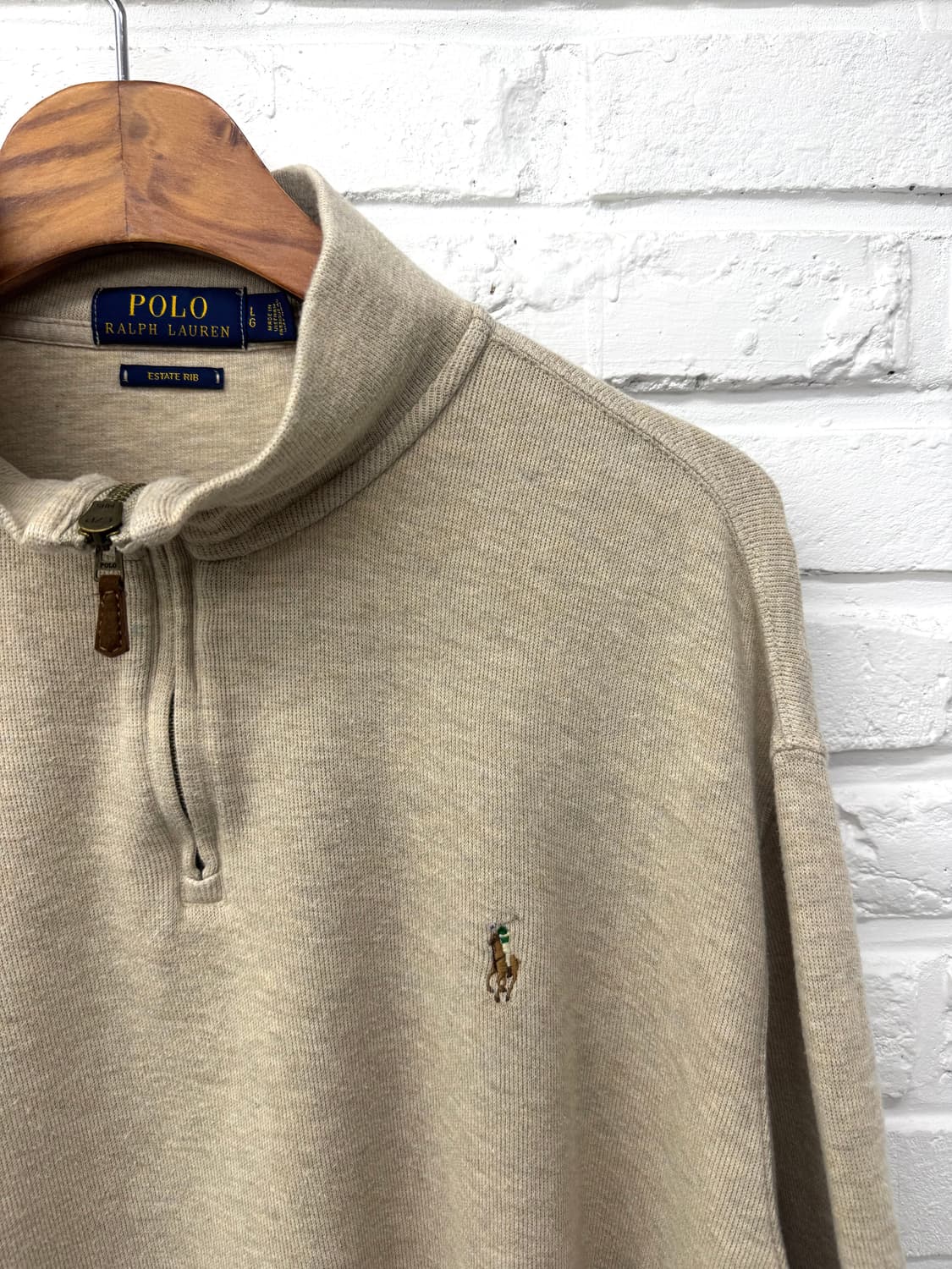 폴로 베이지 반집업 니트 상품이미지4