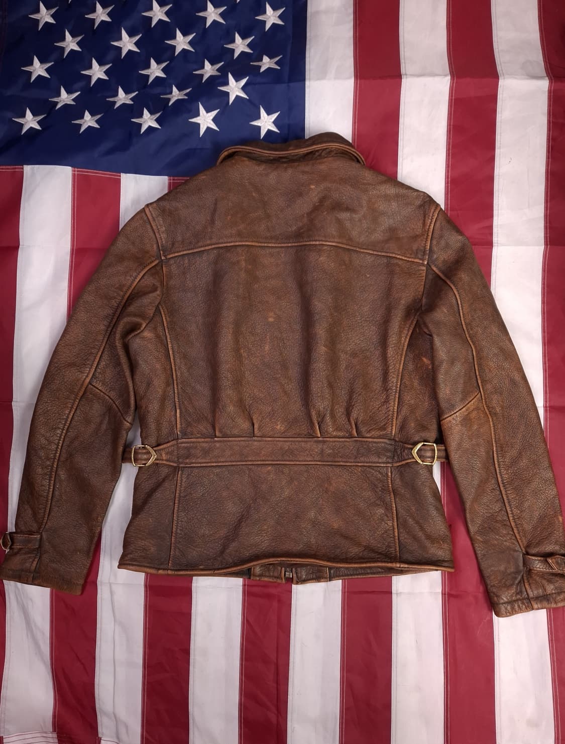 새제품 빈티지 리얼레더 라이더자켓 상품이미지9