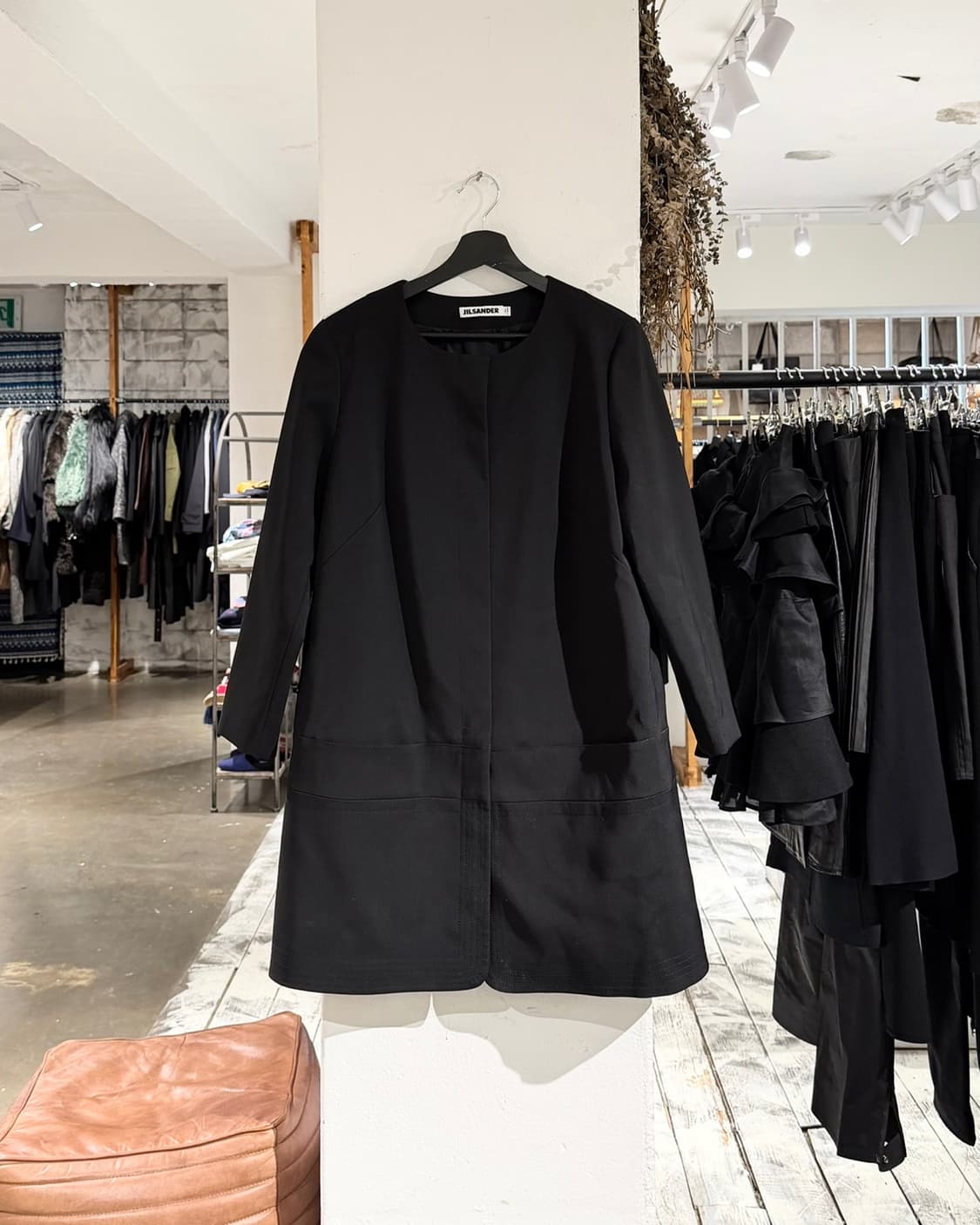 질샌더 블랙 노카라 버진울 코트 상품이미지1