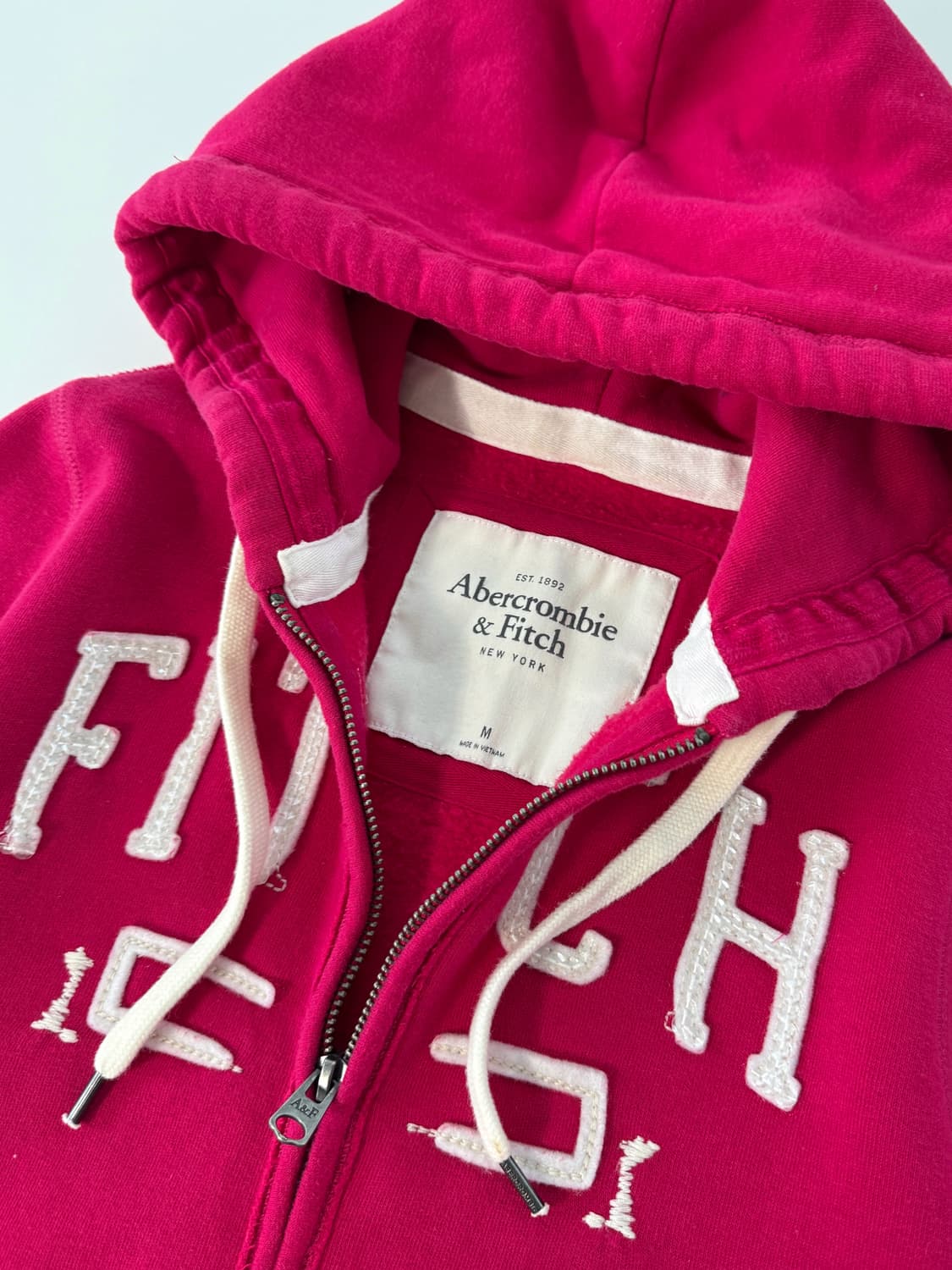 아베크롬비 00‘s 패치 빅로고 핑크 스웻 후드집업 상품이미지3
