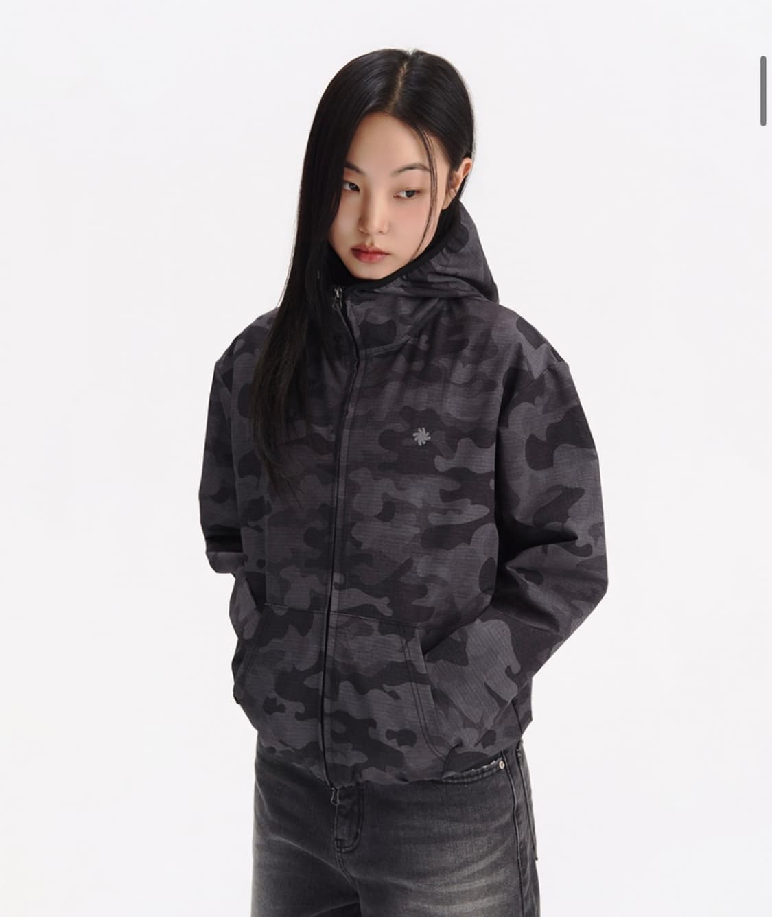 [슬로우레코드하우스] 립스탑 카모 윈드브레이커 (차콜/M사이즈) 상품이미지7