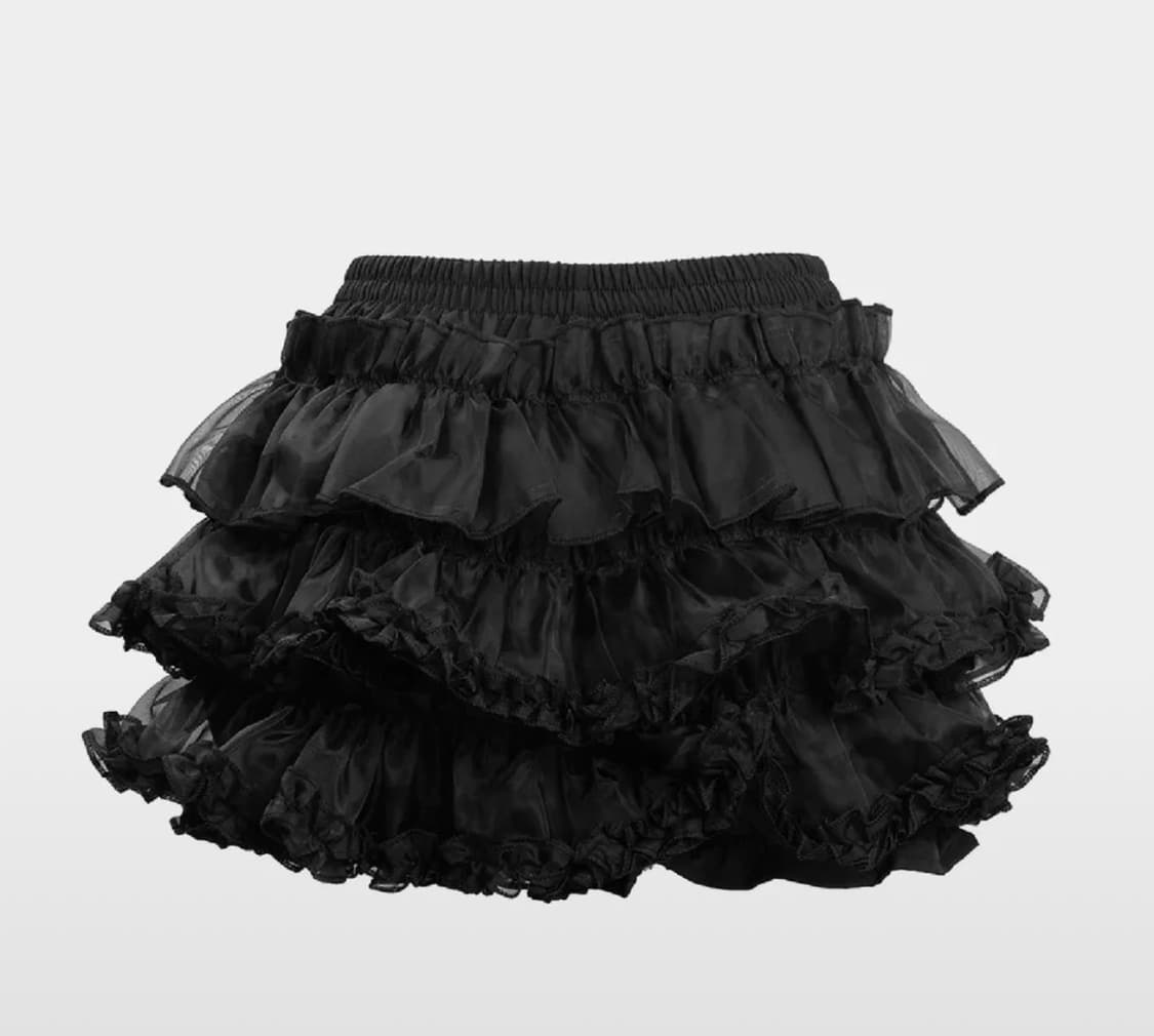 러프넥 튜튜 팬츠스커트 블랙 상품이미지1