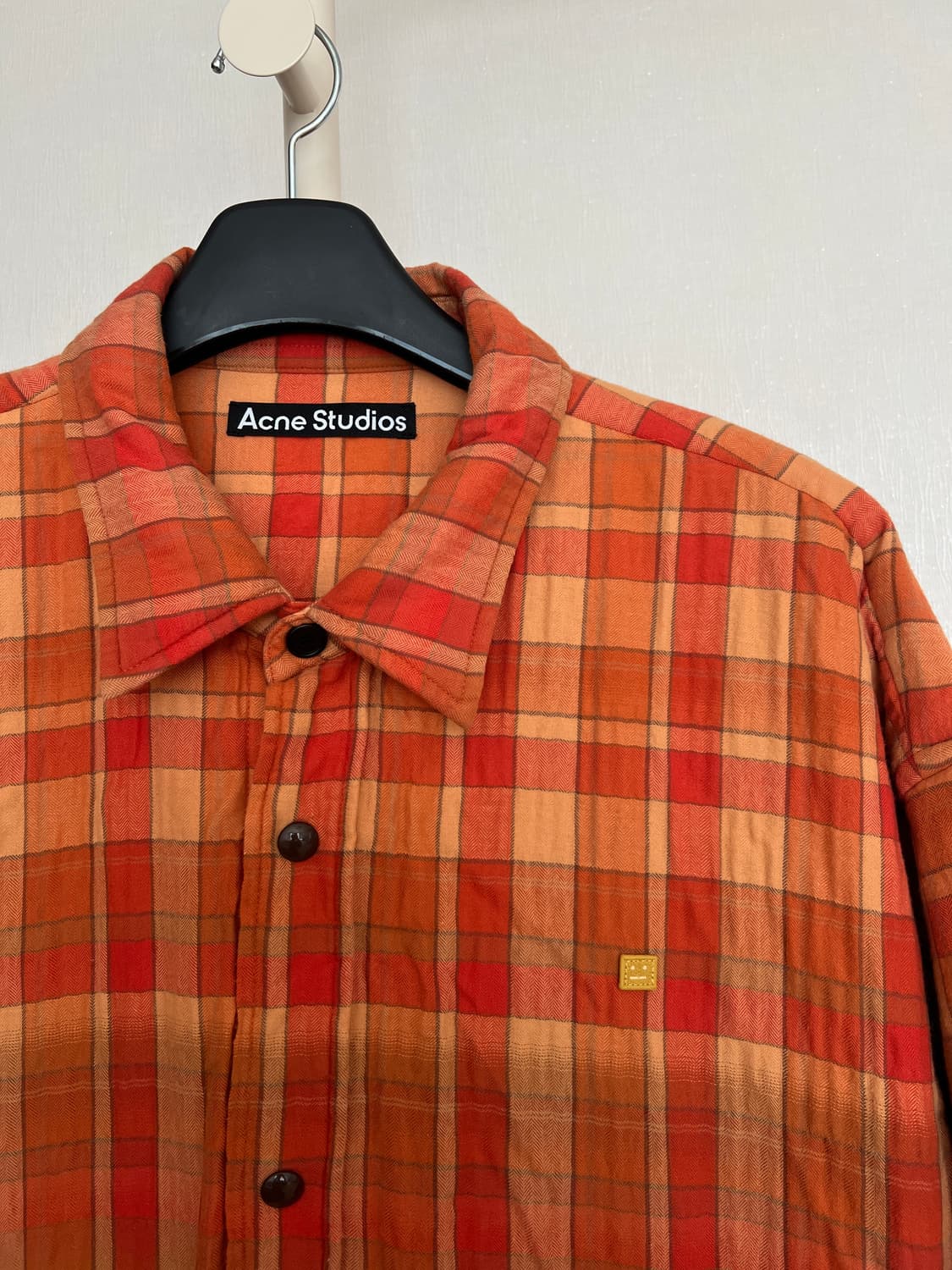 Acne Studios 페이스 패치 퀼팅 체크 셔츠 재킷 XL 상품이미지2