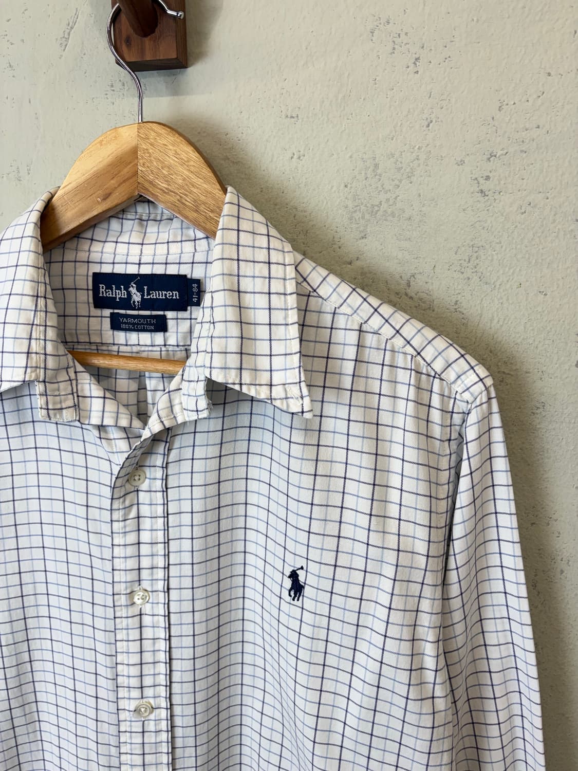 폴로랄프로렌 빈티지 야머스핏 체크 셔츠 화이트 상품이미지6