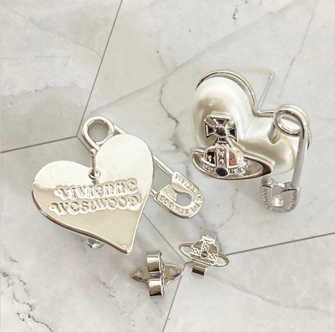 비비안웨스트우드 아카이브 오리에타 진주펄 하트 orb 귀걸이 상품이미지5