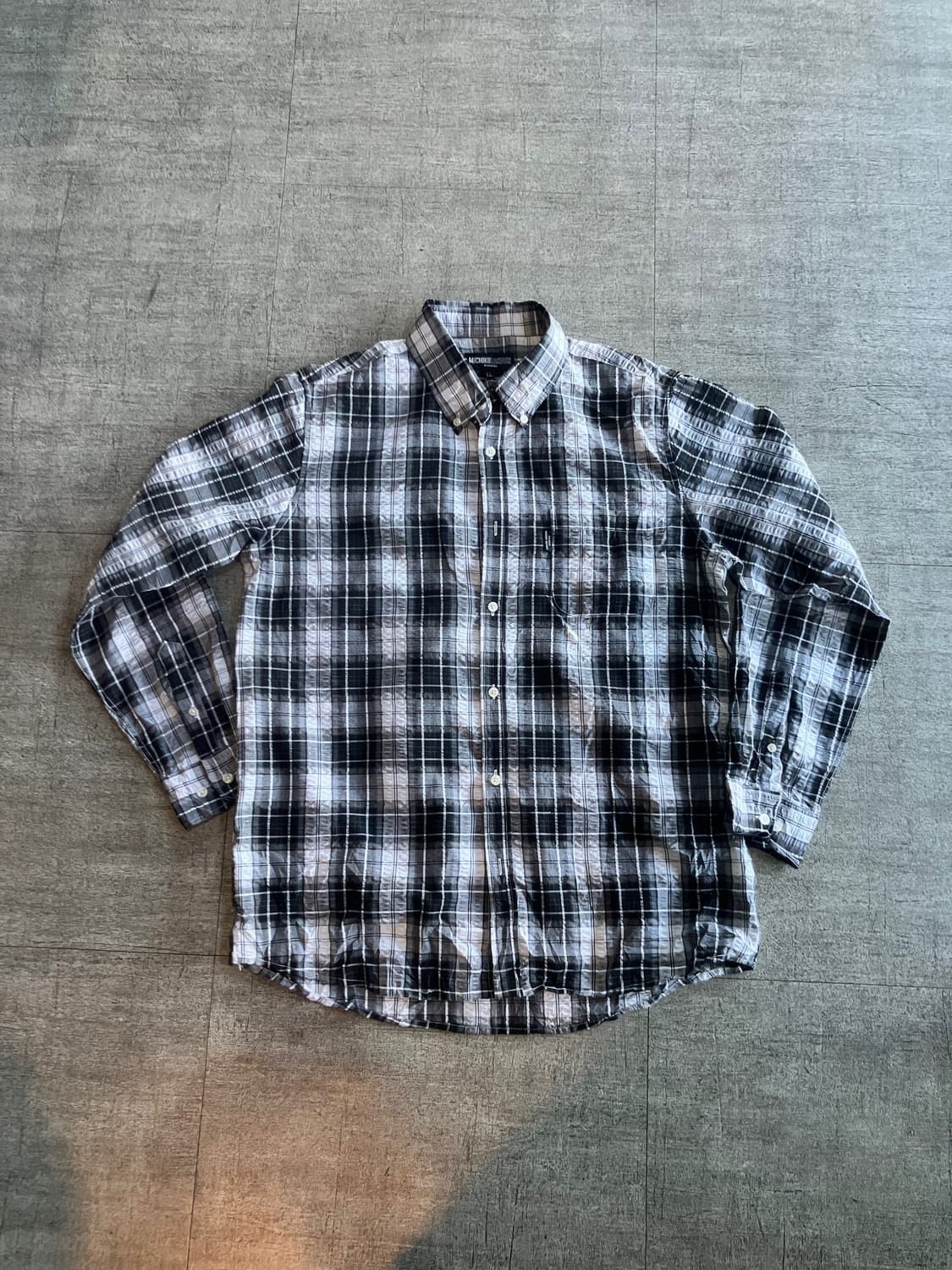 일본빈티지 Michiko 올드스쿨아메카지 너드남 원포켓 긴팔셔츠 상품이미지1