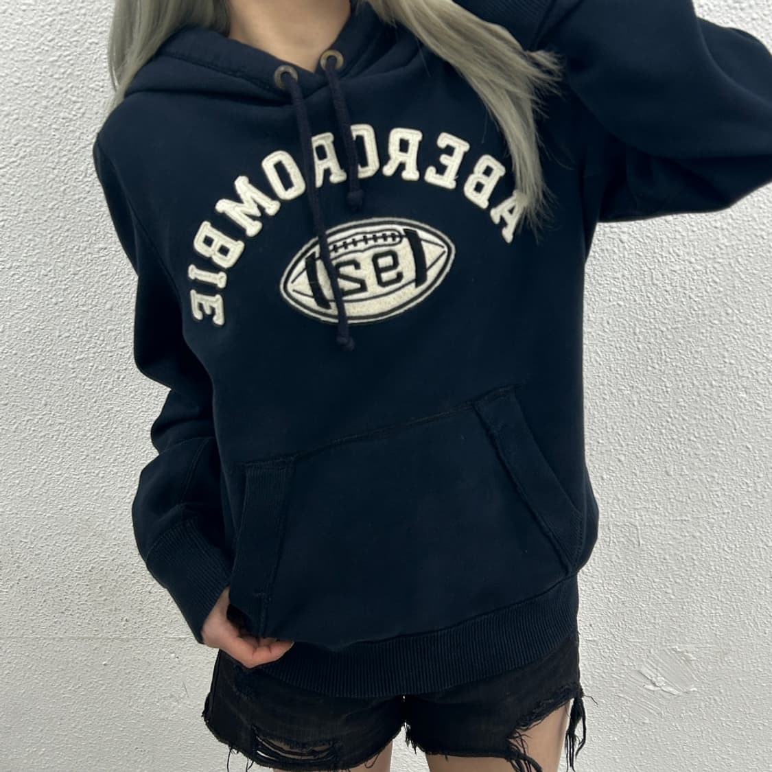 아베크롬비 럭비로고 네이비 후드 M 상품이미지1