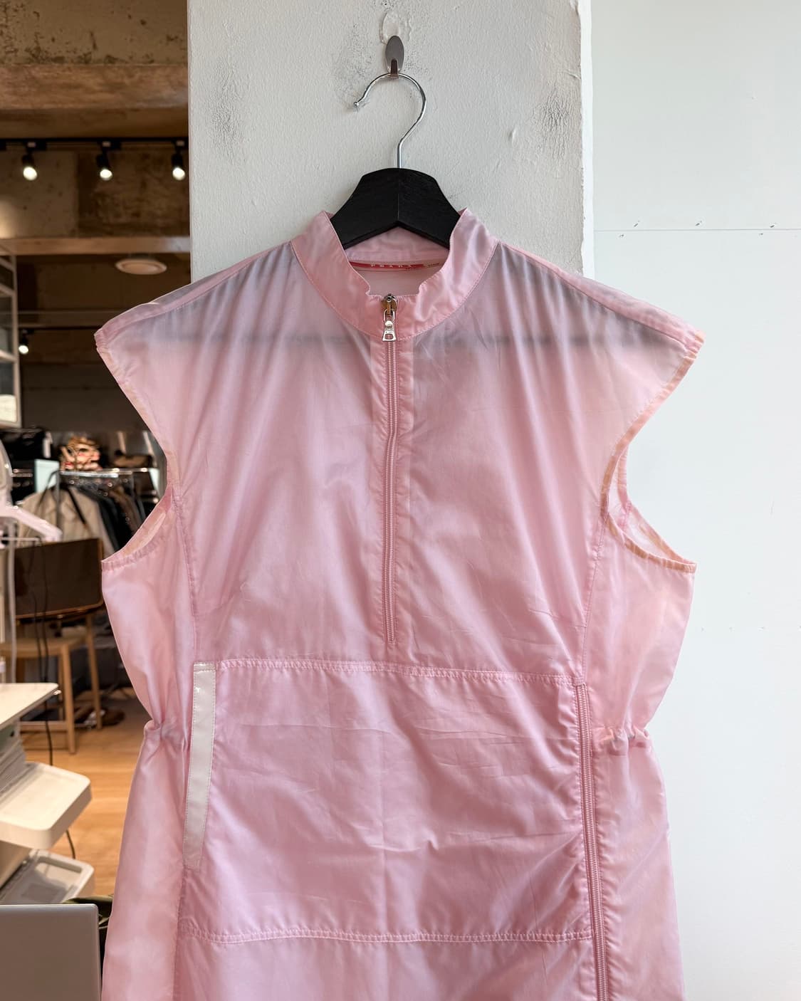 프라다 핑크 폴리아미드 슬리브리스 미디 원피스  상품이미지3