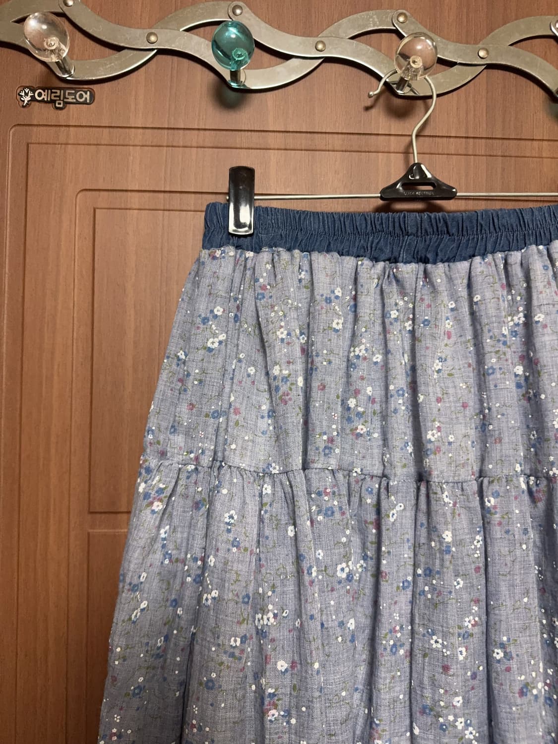모리걸 하구미 일본 빈티지 아오이 유우 잔꽃 남색 블루 롱 스커트 상품이미지2