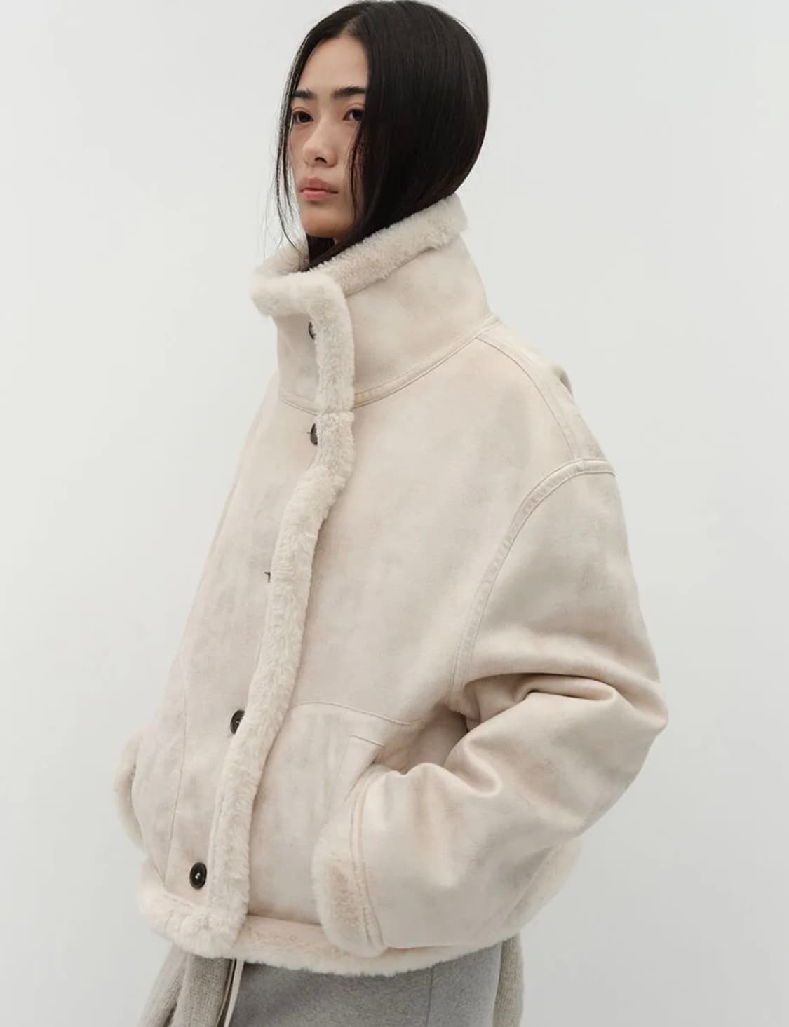 로우타이드 리버시블 무스탕 베이지 상품이미지1