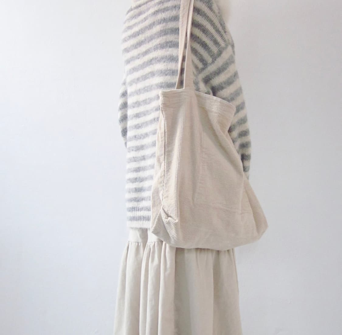 히피디피 아이보리 코듀로이 에코백 가방 corduroy eco bag 상품이미지1