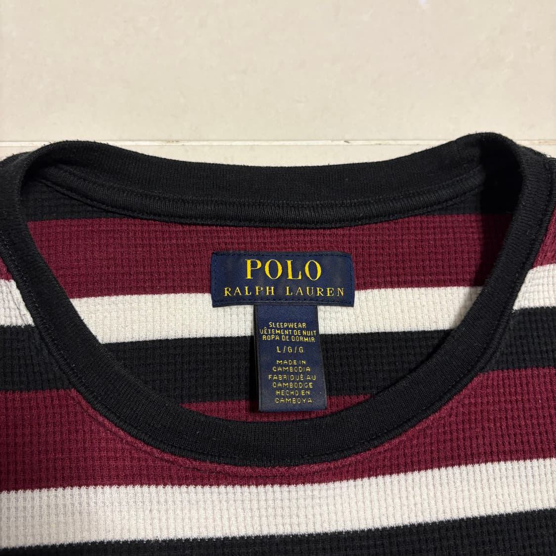 정품 폴로 랄프로렌 와플 니트 단가라 스트라이프 롱슬리브 상품이미지6