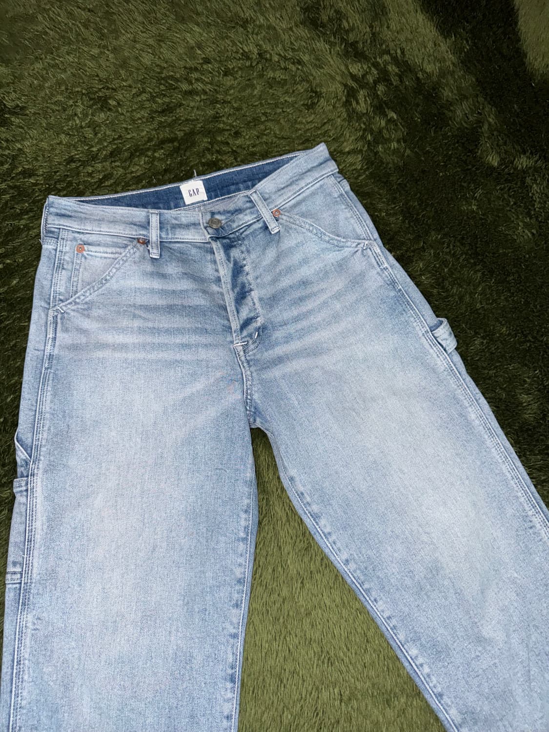 [4] 00s GAP 갭 버튼 플라이 블리치드 크롭 데님 카펜터 팬츠 상품이미지5