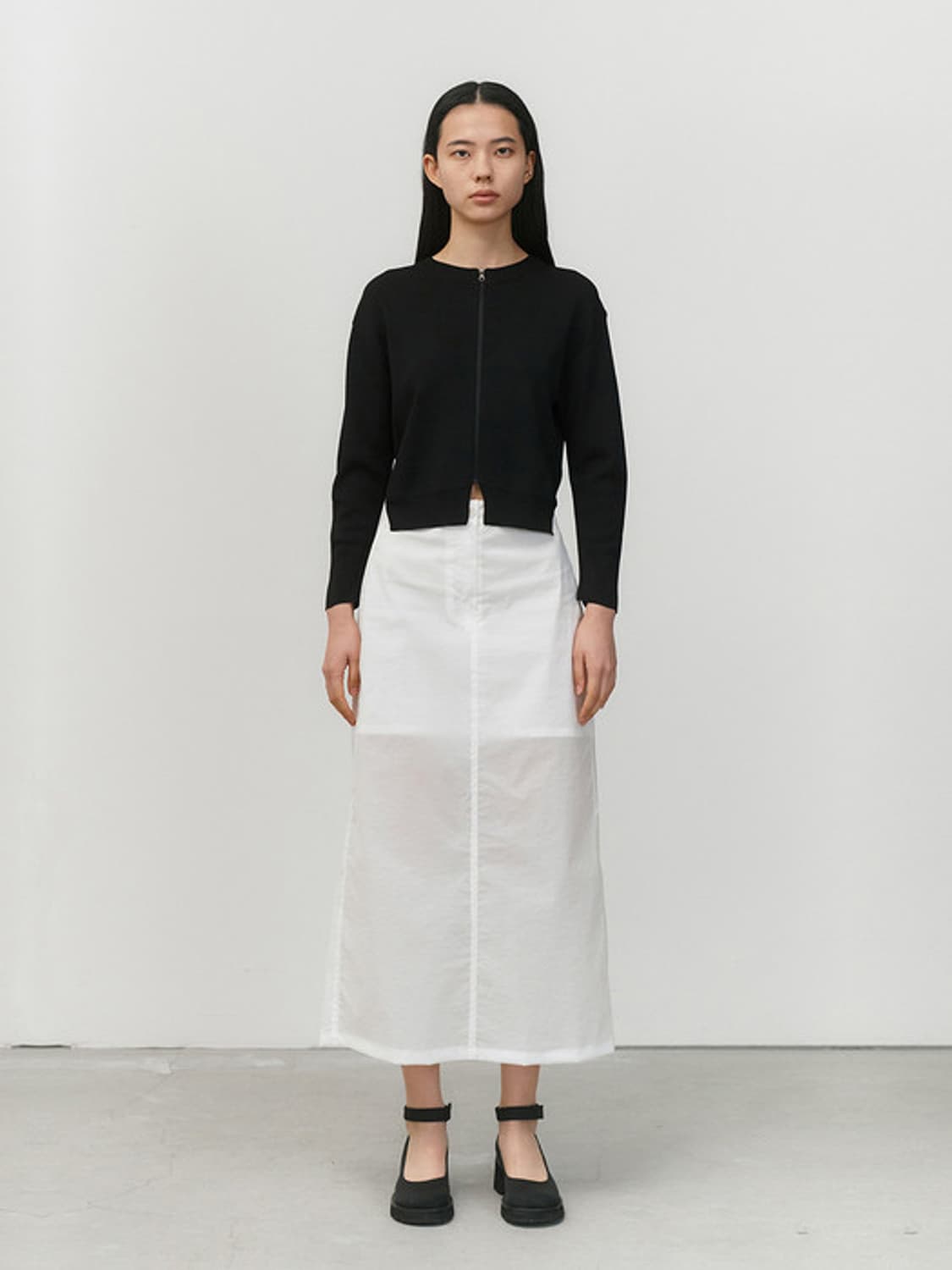 아모멘토 시어 롱스커트 화이트 1사이즈 상품이미지1
