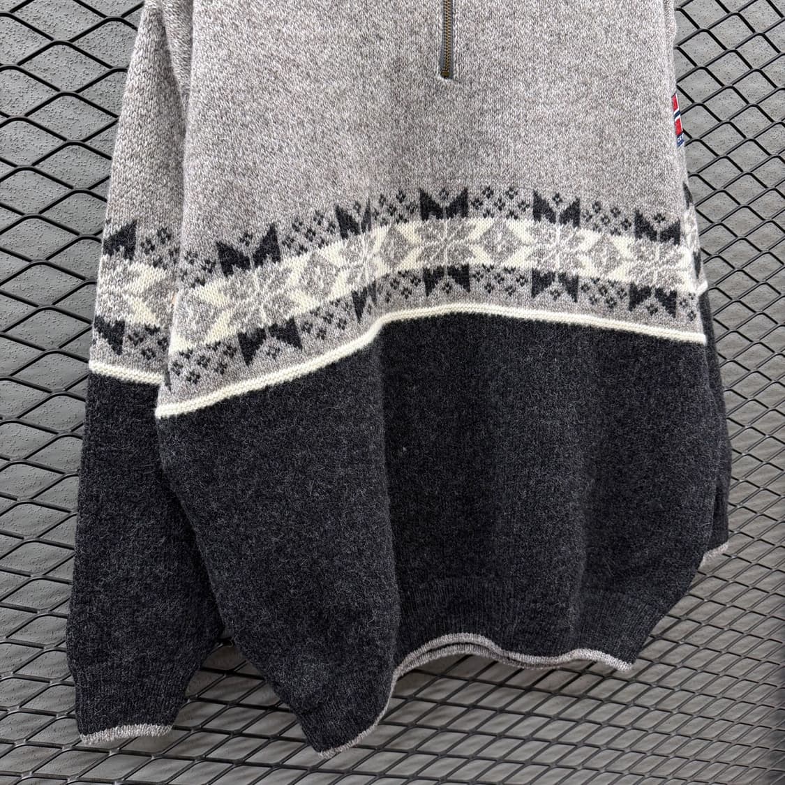 USA VINTAGE 반집업 울니트 노르딕 패턴 암패치 디테일 그레이 상품이미지5