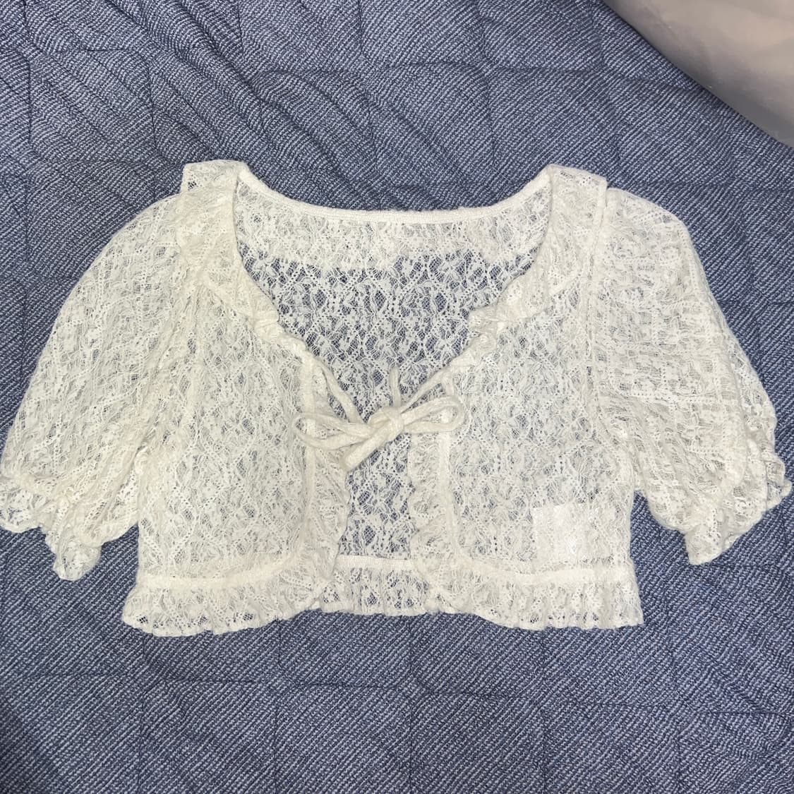 히메갸루 아이보리 반팔 볼레로 가디건 상품이미지1