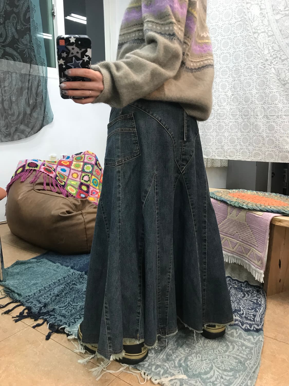 빈티지 절개 포켓 데님 롱 스커트  상품이미지2