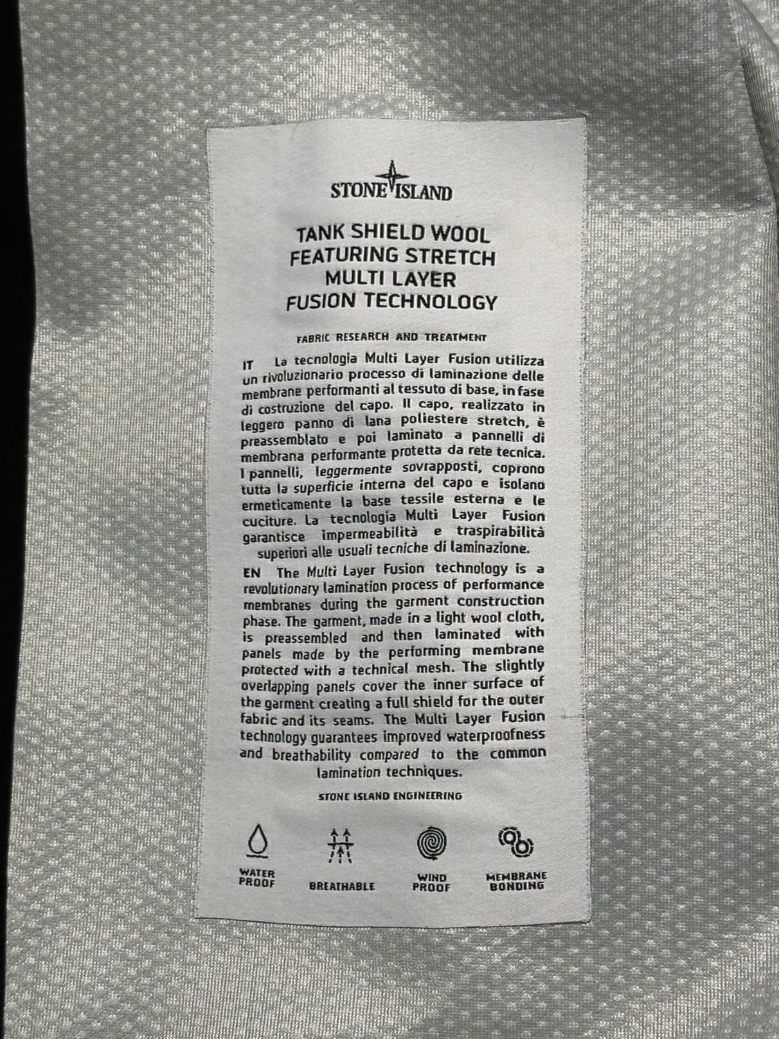 스톤아일랜드 탱크쉴드 울 자켓 XL(105-110) 국내판 상품이미지2