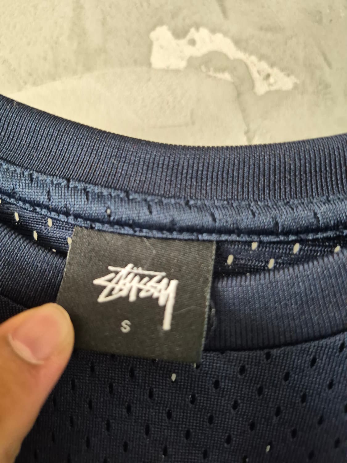 스투시 메쉬 반팔 티셔츠 네이비 L 사이즈 상품이미지4