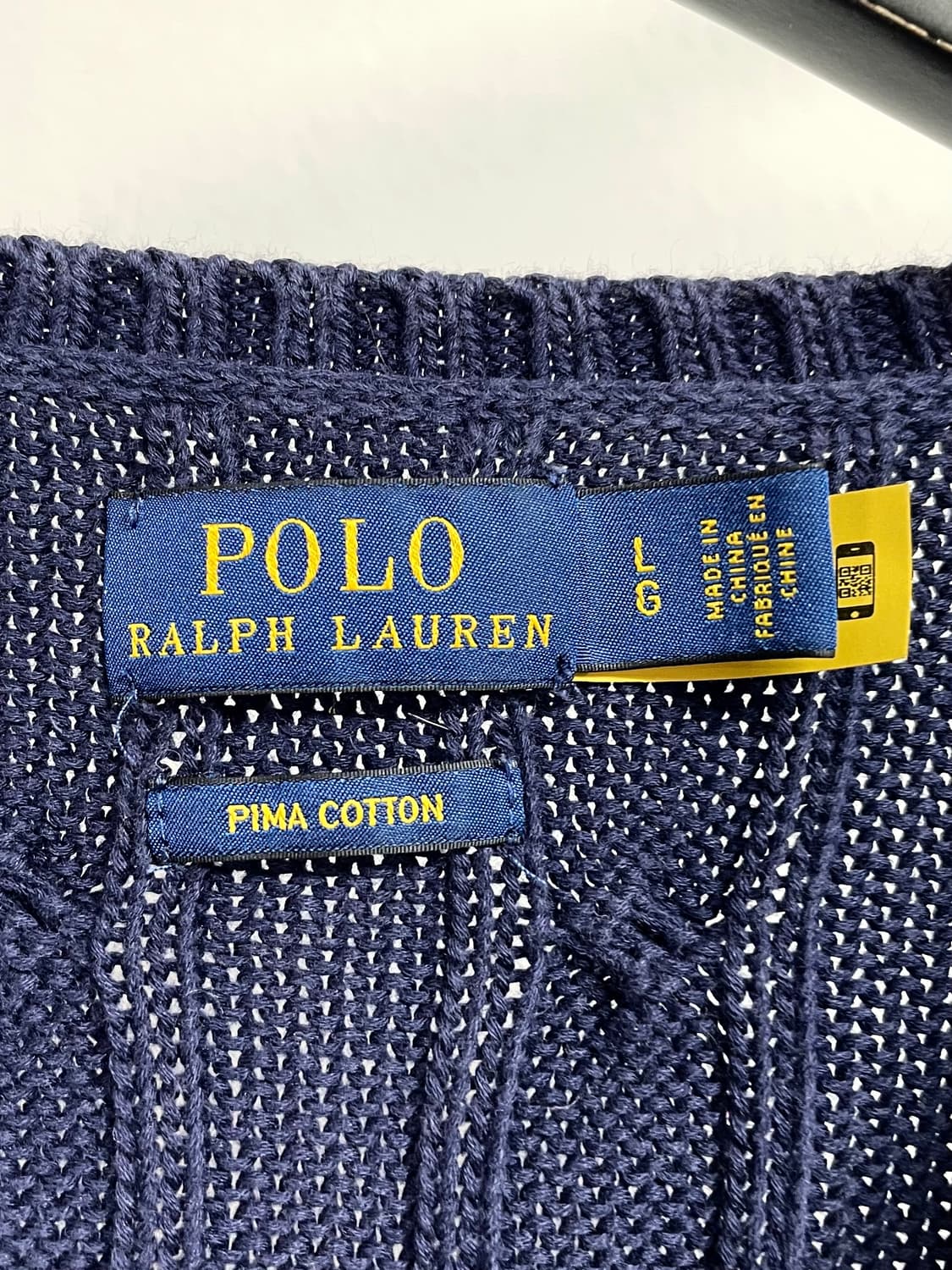 폴로 랄프로렌 우먼스 네이비 브이넥 케이블 니트 (on.184)   상품이미지4