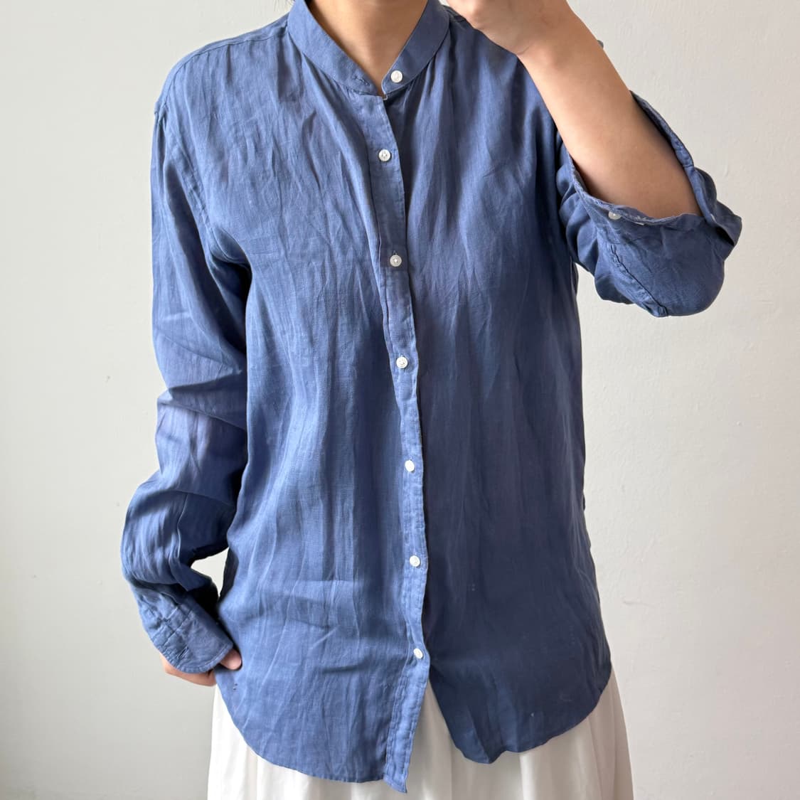 [L] 마시모두띠 린넨 블루 셔츠 상품이미지1