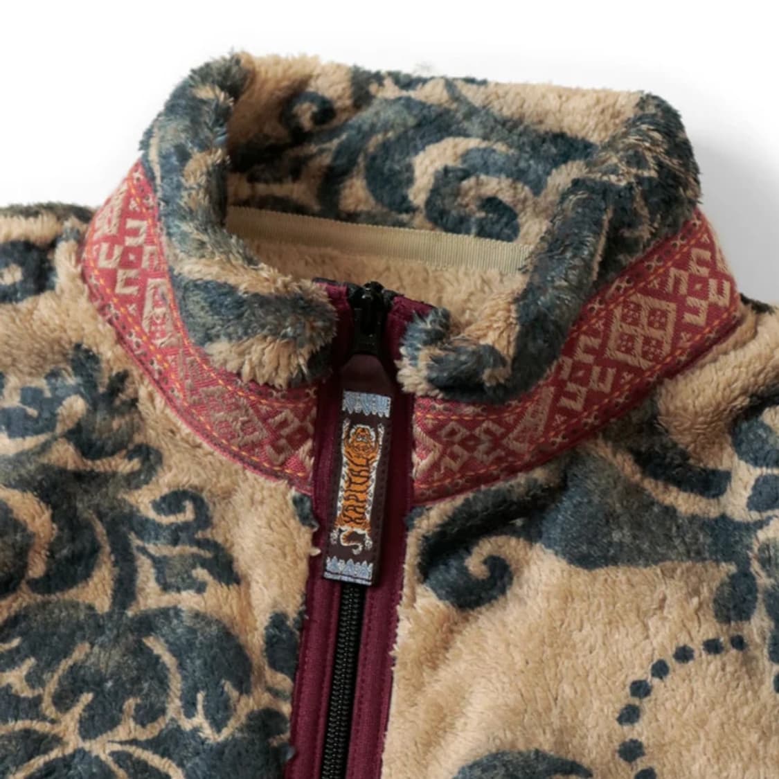 캐피탈 다마스크 패턴 플리스 집 블루존 베이지 상품이미지4