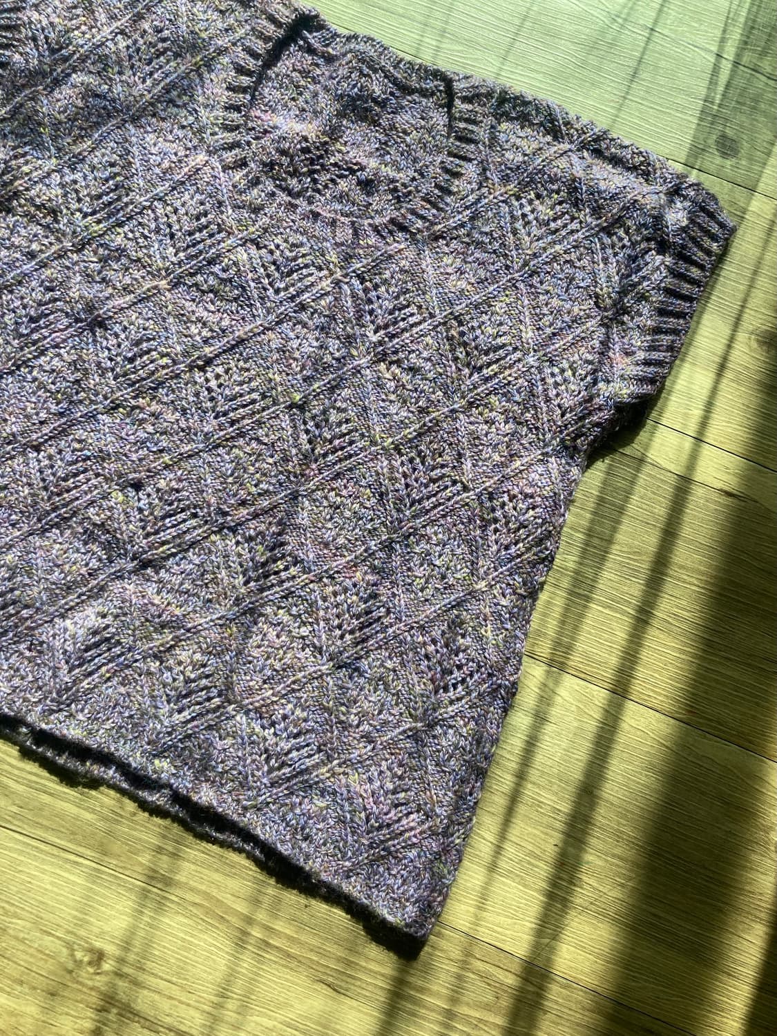 하구미 모리걸 폭닥코디 무지개떡 솜사탕 코튼캔디 연보라 뜨개 반팔 니트  상품이미지3