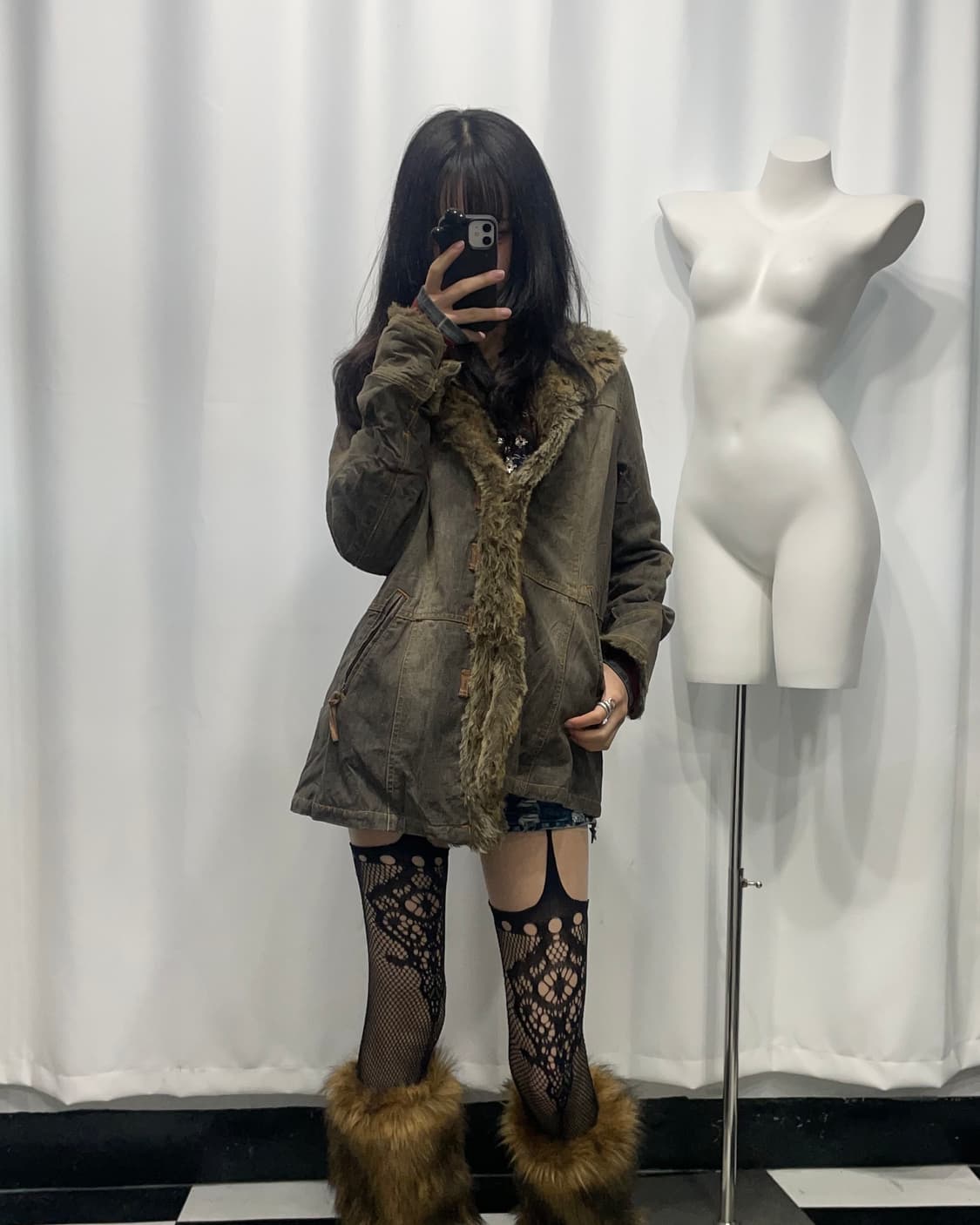 🎸그레이 퍼 롱 자켓🎸 상품이미지4