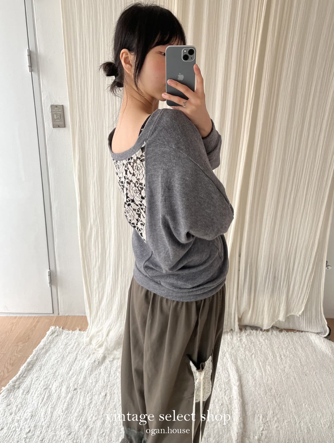 vintage back lace knit top 상품이미지1