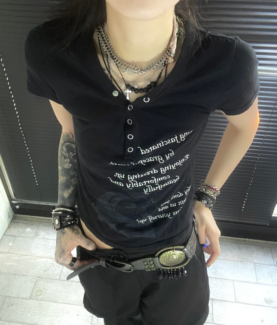 punk lettering crop 1/2 T 상품이미지1