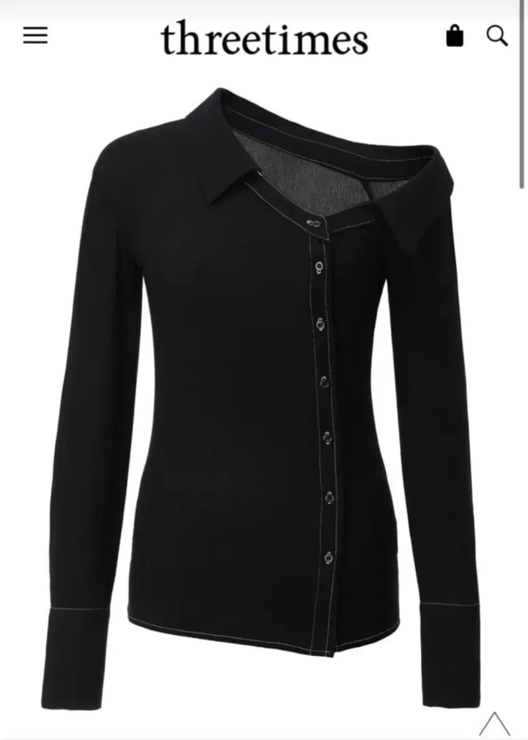 쓰리타임즈 스티치 오프 셔츠 블랙 상품이미지1