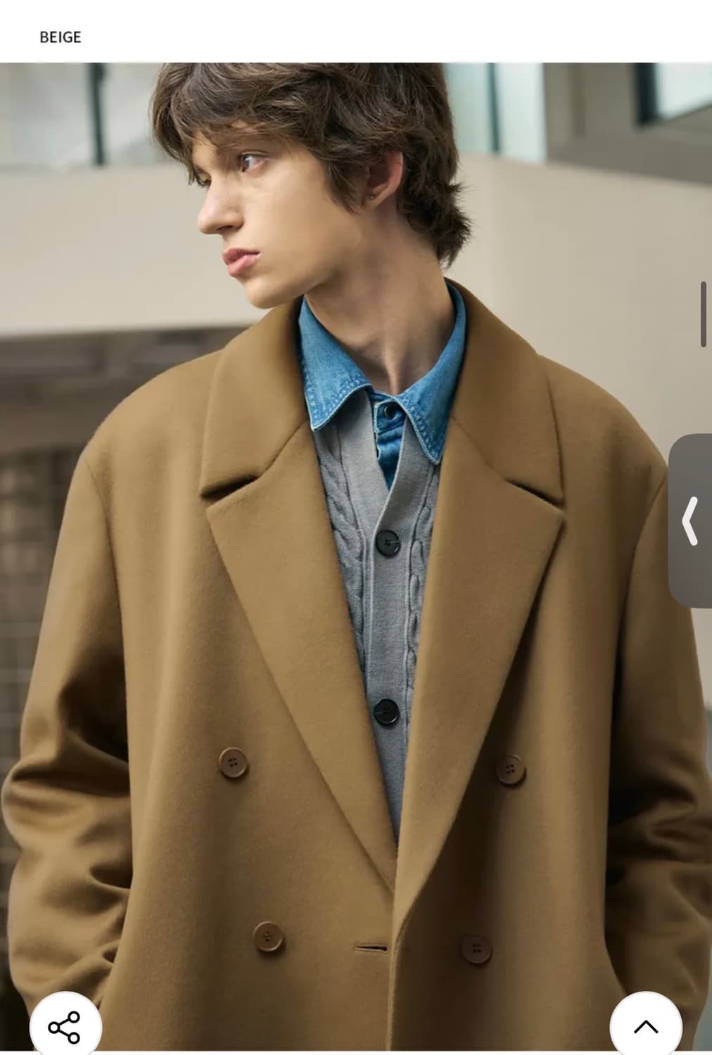 (XL) 드로우핏 프리미어 퓨어 캐시미어 로브 더블 코트 [BEIGE] 상품이미지3