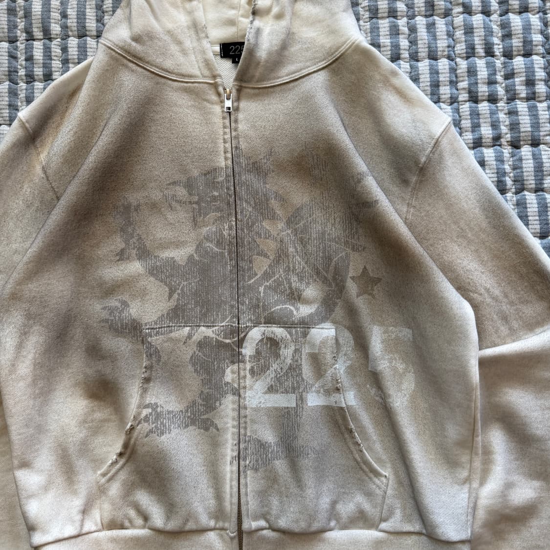 225 washed dragon crop hoodie zip-up 상품이미지3