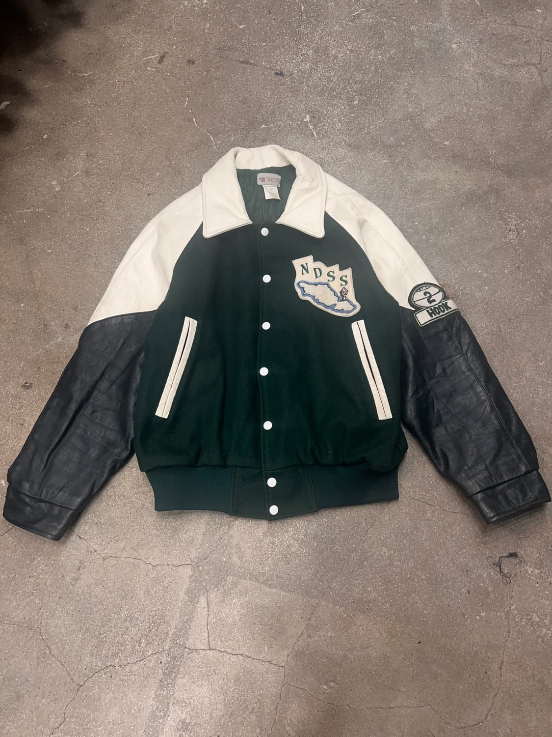 캐나가 빈티지 리얼 레더 울 바시티 자켓 상품이미지1